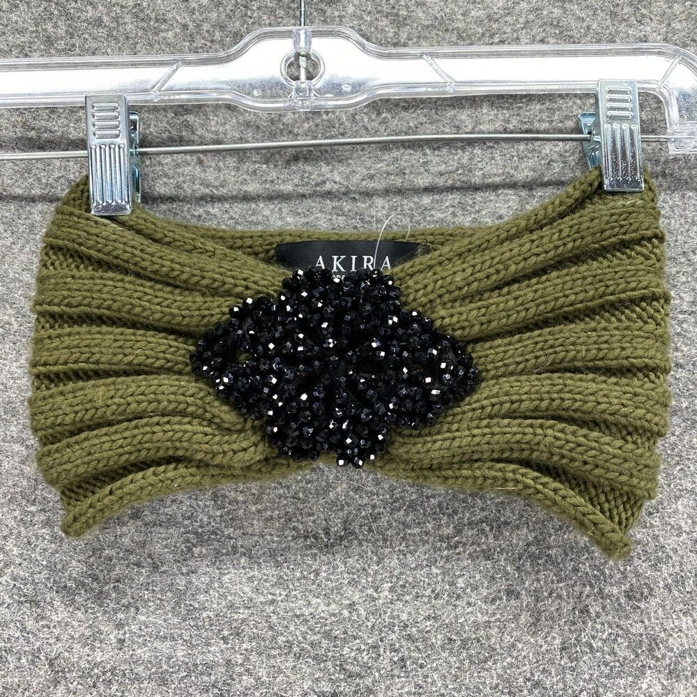 Akira Headband With Beaded Detail Knit Style Linkin Park Green